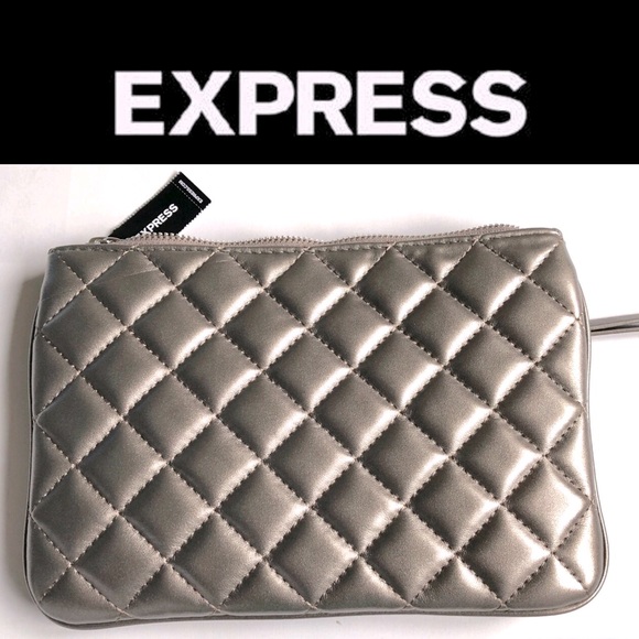 NEW EXPRESS Quilted Wristlet Purse Gold 9” x 6” - Picture 2 of 14